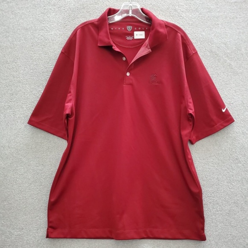 Nike Golf Men Polo Shirt Large Red Swoosh Logo Embroidered Short Sleeve Collar‎